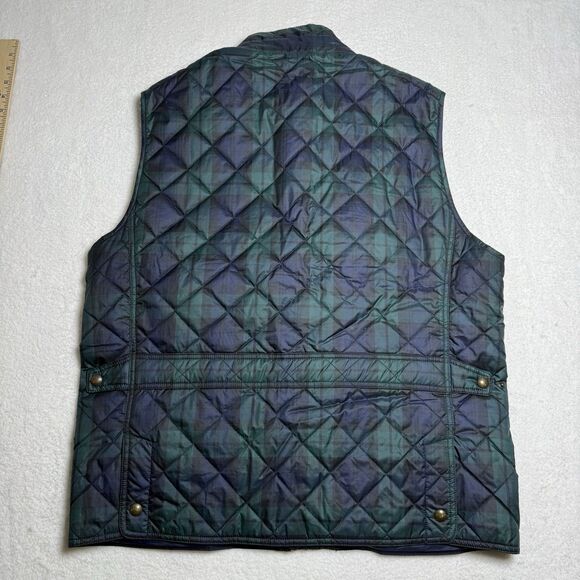 Polo Ralph Lauren Mens Quilted Vest Size XL Green Plaid Corduroy Collar Puffer - Picture 7 of 9